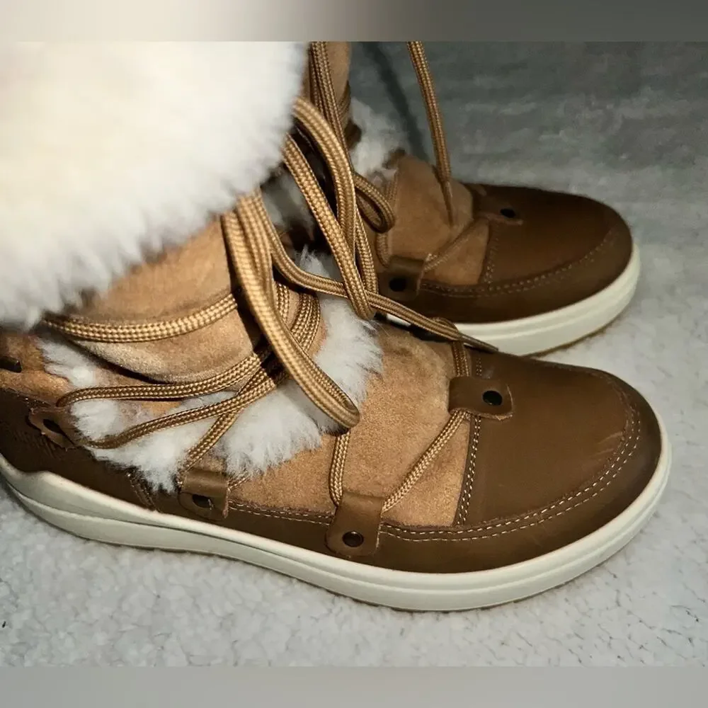 Cougar Tacoma Waterproof Shearling Weather Boots Tan/White - size 8 - H11